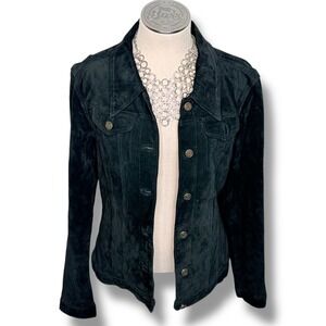 For Joseph Womens Medium Black 100% Suede‎ Trucker Jacket Vintage Western Matrix